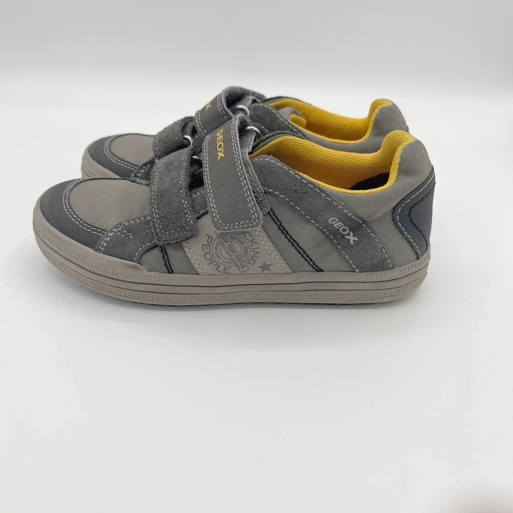 Geox Kids Gray‎ Yellow Adjustable Strap Sneakers Shoes Size US 1 Athletic Comfot - Picture 2 of 8
